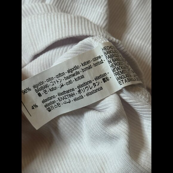 Zara Top Medium Womens White Off Shoulder Cowl Neck Chunky Knit Ribbed - Picture 7 of 7